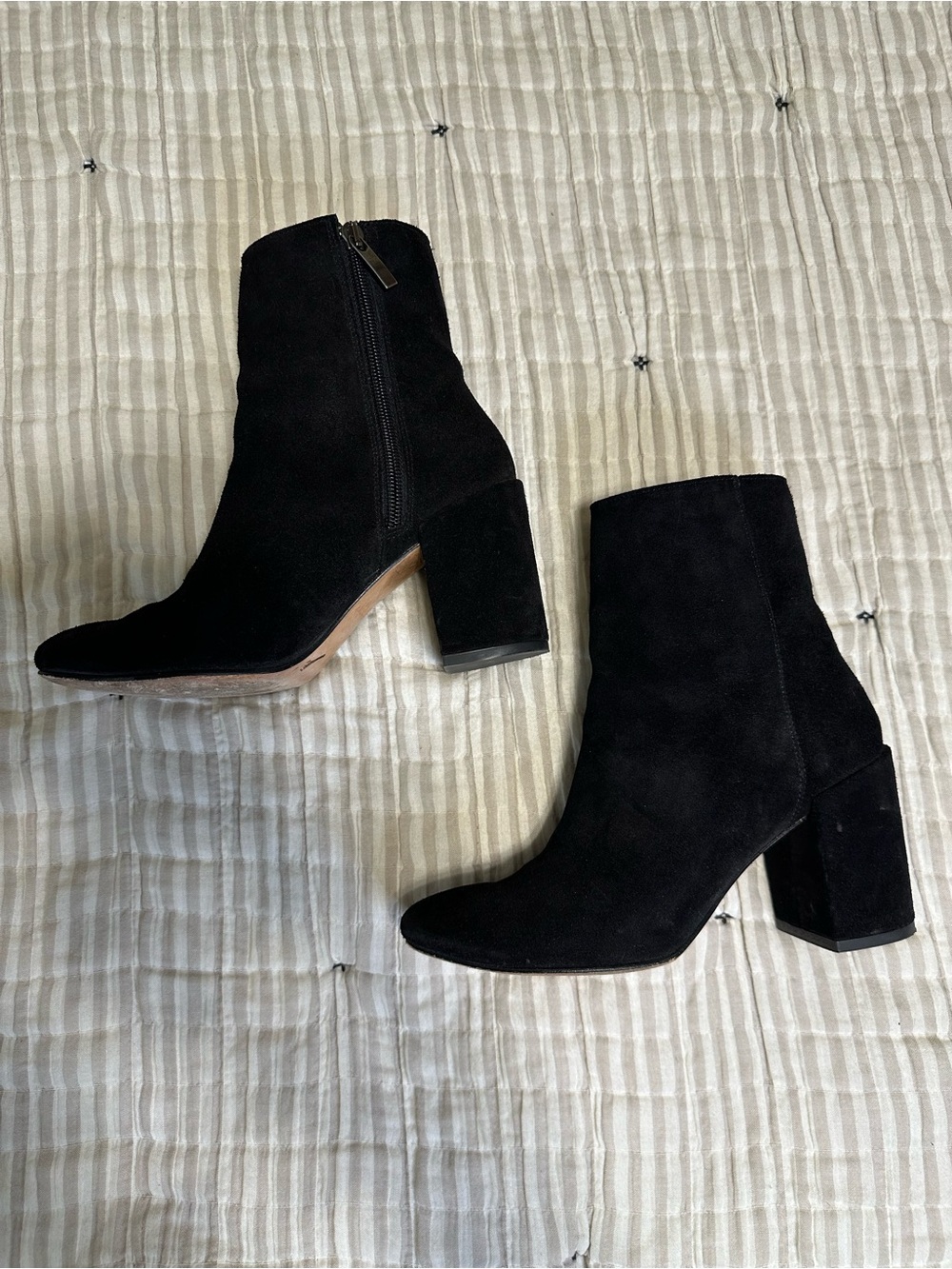 Thursday Boot Company Black Suede Block Heel Chelsea Ankle Boots